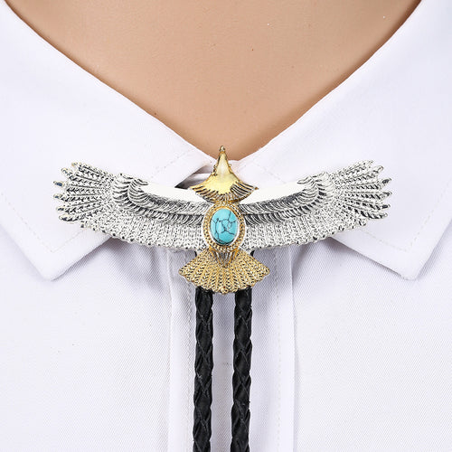 Eagle Gold Silver Gem Western Cowboy Pipolo Tie