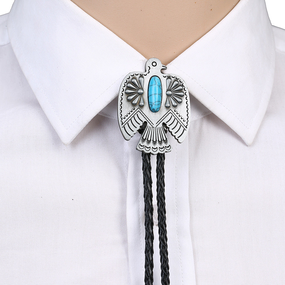 Eagle Gold Silver Gem Western Cowboy Pipolo Tie