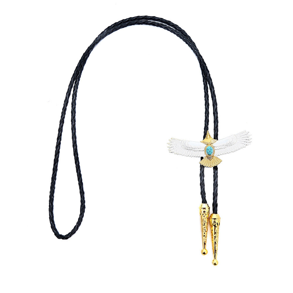 Eagle Gold Silver Gem Western Cowboy Pipolo Tie